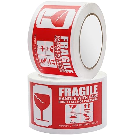3 inch Fragile Handle With Care Packing Tape, Packaging Tape 100 Meters Long | Heavy-Duty Packing Tape Rolls (3 Inch Pack of 2)