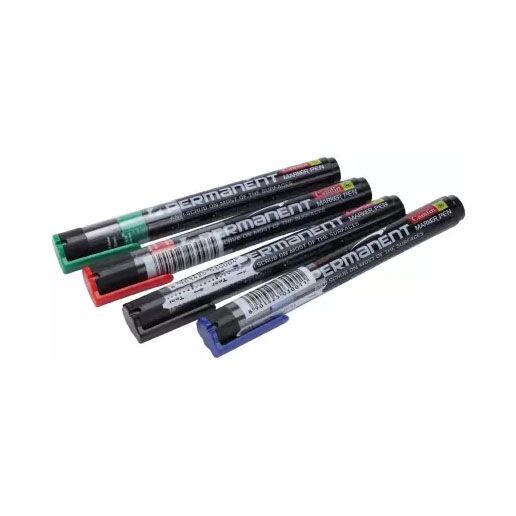 Camlin Permanent Marker Pen (Set of 4, Black, Blue, Red, Green)
