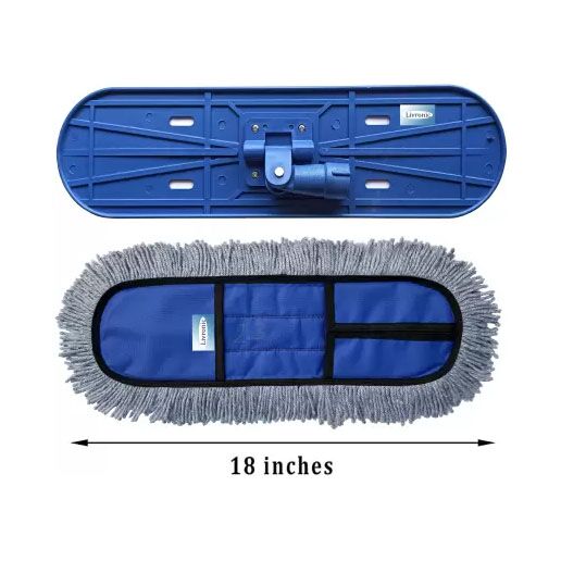 Wet and Dry Flat Floor Mop (18-Inch) with 4 feet Handle Microfiber and other fibre refill| Easy to Use Floor Cleaning Mop - Image 3
