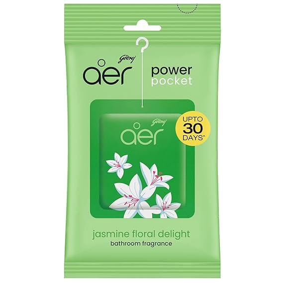 Godrej aer Power Pocket | Bathroom freshener – Jasmine Floral Delight (10g) | Lasts up to 30 days