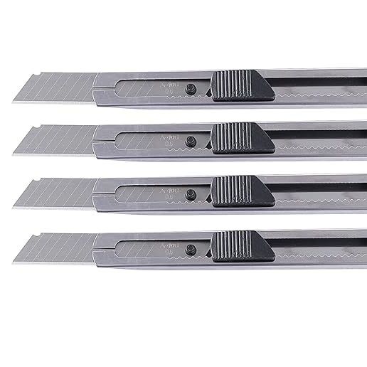 Stainless Steel 18mm Cutter Knife for Cutting Papers, Wallpapers, Cardboard, Vinyl, Tapes etc set of 4pc - Image 2