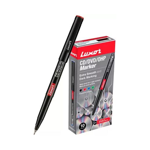 LUXOR Red CD/DVD/OHP Marker (Set of 10, Red)