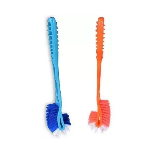 Double Side Cleaning Brush with Holder with Holder  (Multicolor)