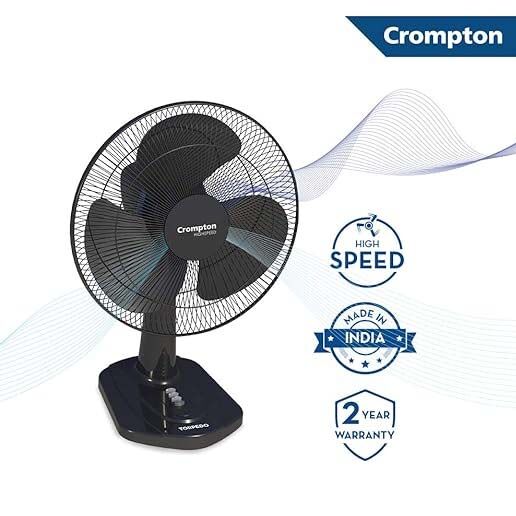 Crompton HighSpeed Torpedo 400 mm Table Fan (Black) - Image 2