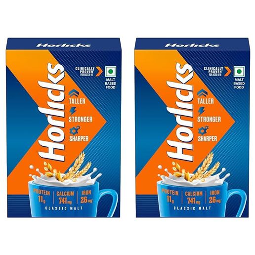Horlicks Health & Nutrition Drink for Kids | Classic Malt Flavor | Supports Immunity & Holistic Growth (Pack of 2)