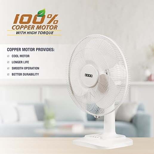 USHA Maxx Air 400MM High Speed Table Fan (White) - Image 2