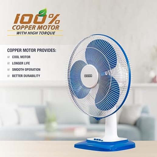 USHA Maxx Air 400MM High Speed Table Fan (Blue & White) - Image 3